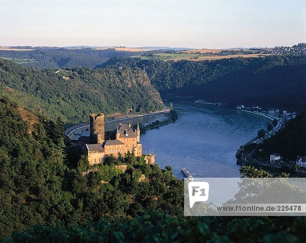 Luftbild der Burg  Burg Katz  St. Goarshausen  Rhein  Deutschland