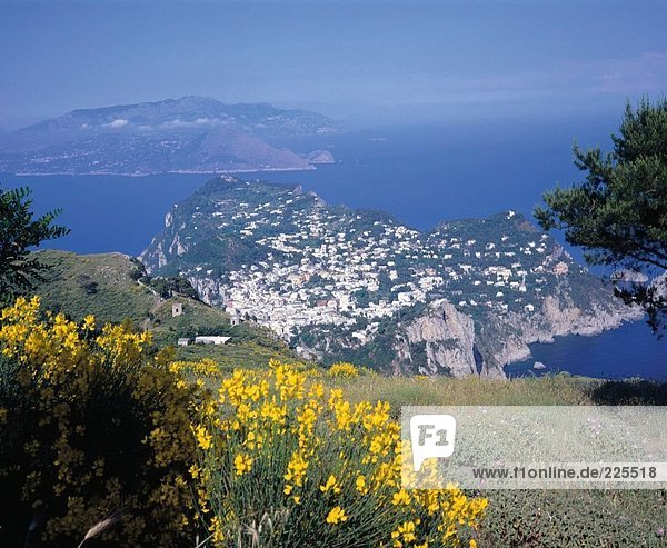 Steilküste Stadt Ansicht Luftbild Fernsehantenne Capri Italien