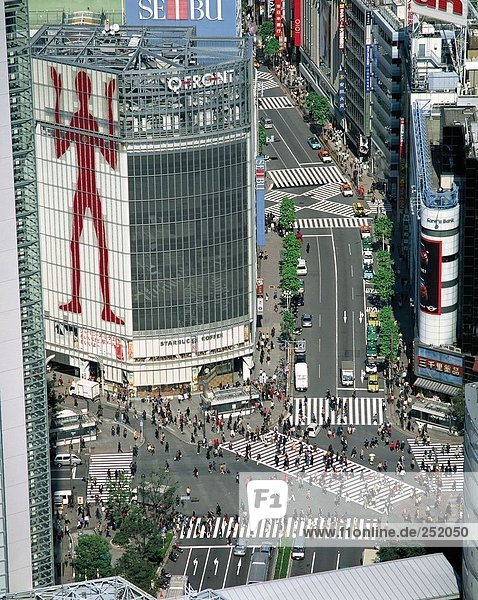 10602892  Fußgängerzone ist Streifen  Japan  Asien  Kreuzung  Kreuzung  Bezirk Shibuya  Tokio  Überblick