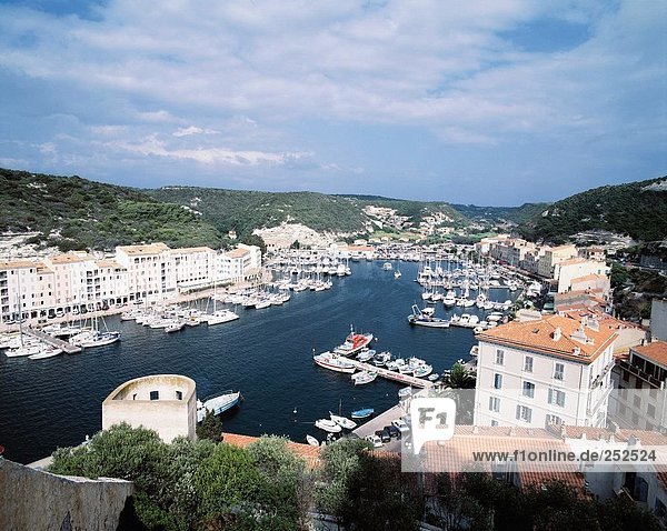 Frankreich Europa Wohnhaus Gebäude Draufsicht Bucht Korsika Platz