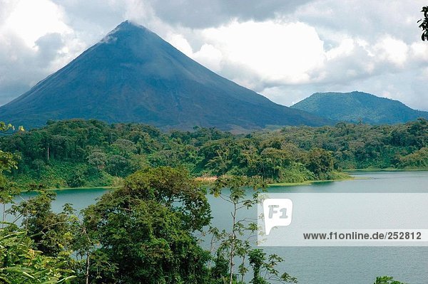 Lake in front of volcano Arenal Volcano National Park Costa Rica