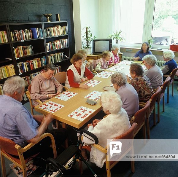 Group of senior people playing a game