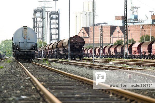Freight trains on tracks