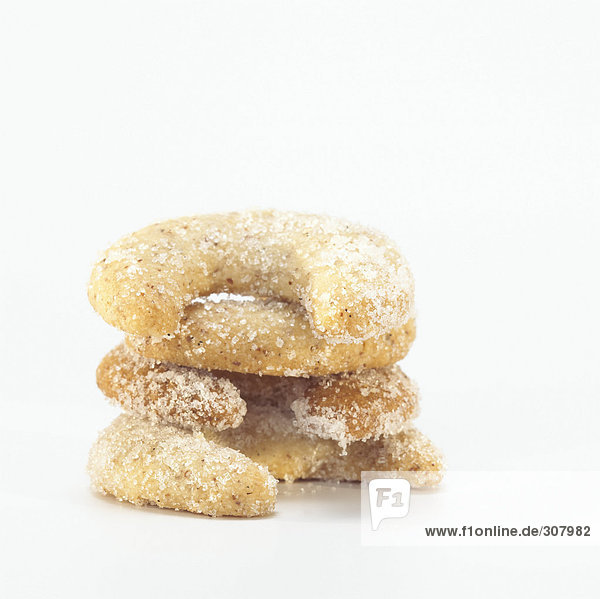 Vanillakipferl deutsche Mandelplätzchen Nahaufnahme