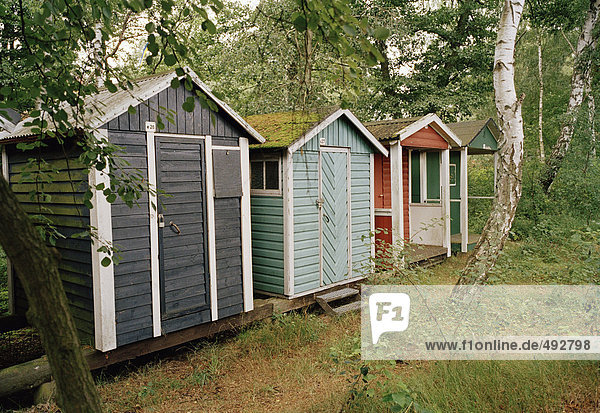 Garden sheds in a row.