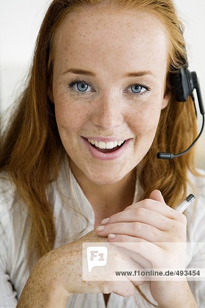 Young woman with headset.