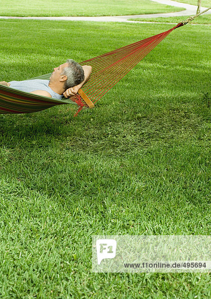 Man resting in hammock