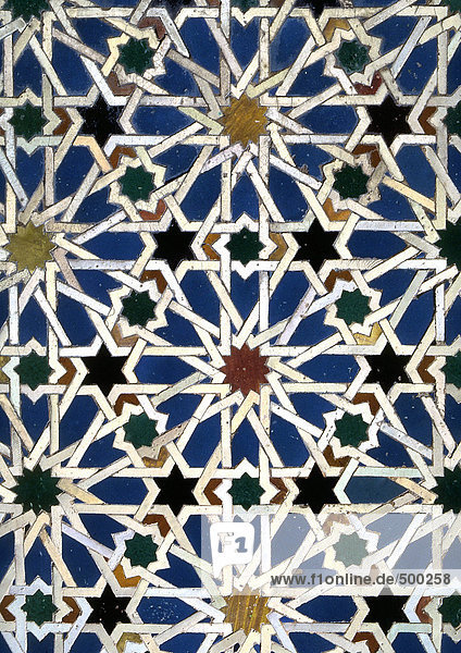 Tile mosaic with star motif  close-up