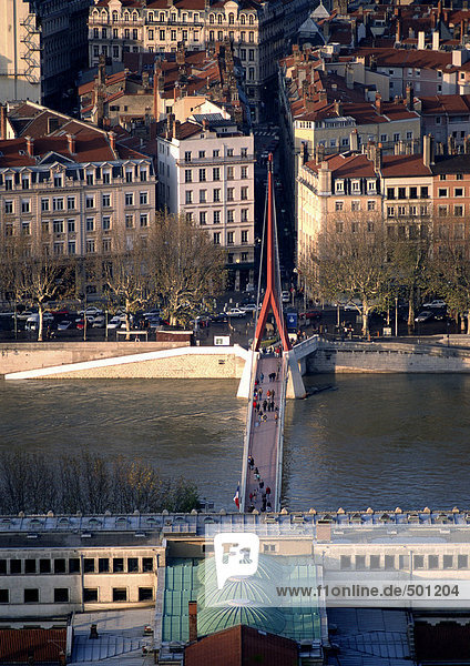 France  Lyon  bridge across the Rhone River