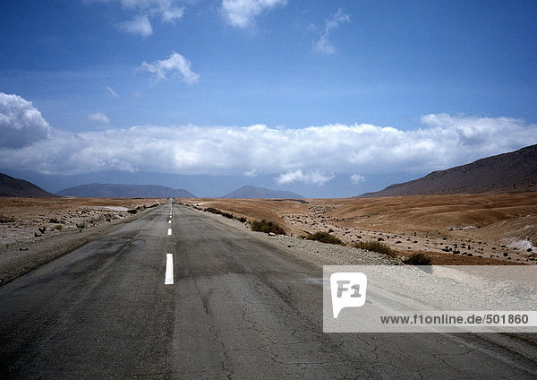 Chile  El Norte Grande  road through desert  low horizon  vanishing point