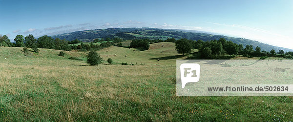 Frankreich  grasbewachsene Hügel  Panoramablick