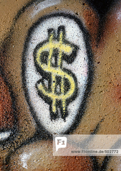 Dollarzeichen an die Wand gemalt  Nahaufnahme