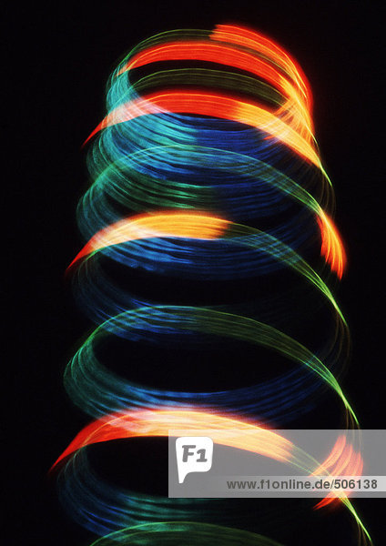 Spiralförmiger Lichteffekt  Rot  Blau und Gelb.