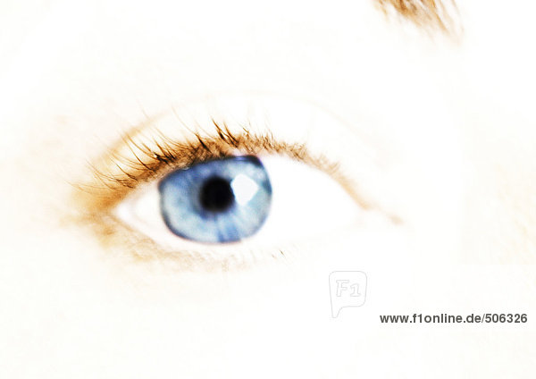 Das blaue Auge der Frau  extreme Nahaufnahme.