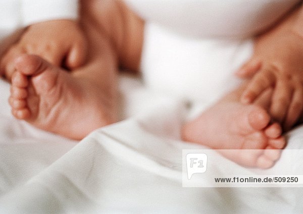 Baby's feet and hands  close-up
