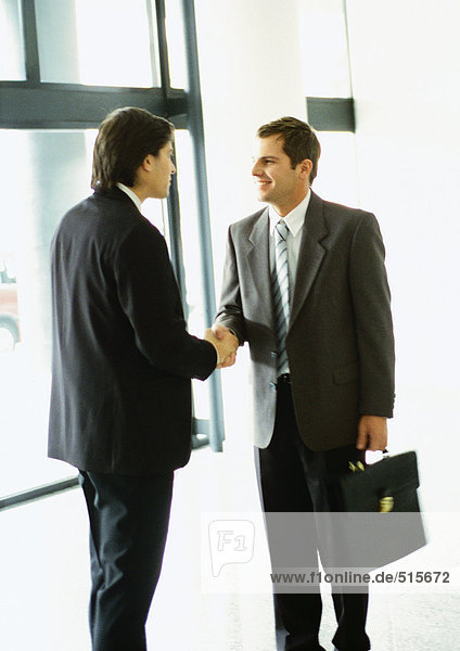 Businessmen shaking hands  full length