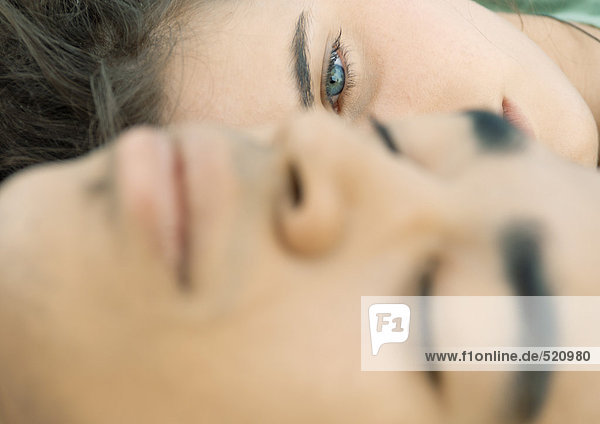 Young couple's faces  close-up