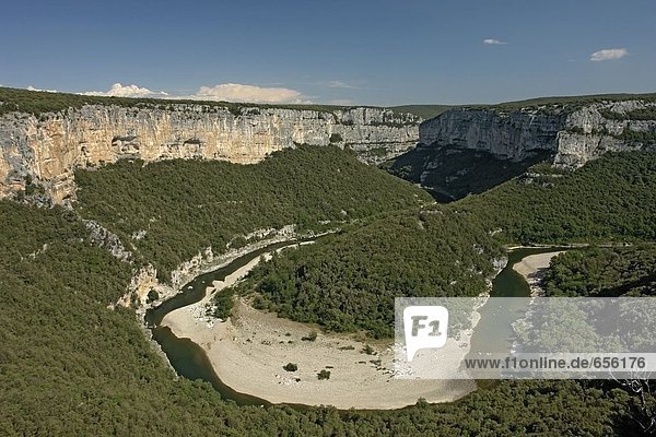 Luftbild des Canyon  Schlucht der Ardèche  Frankreich