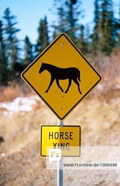Pferd Kreuzung Zeichen. Alaska. USA