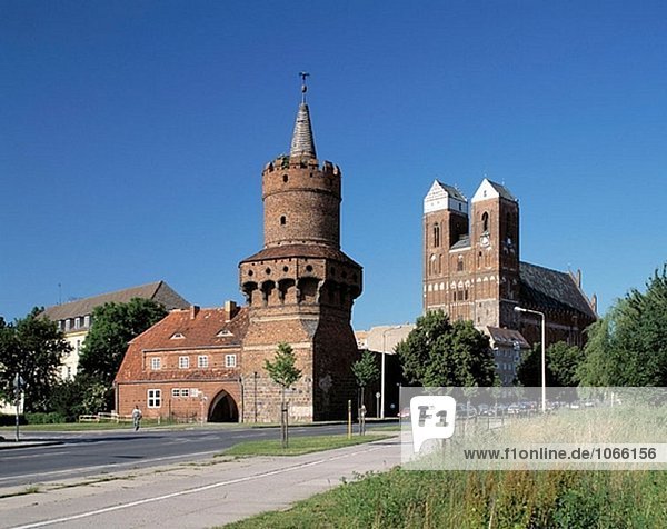 Germany: Prenzlau Uckermark Brandenburg Middle Gate Tower town tower Mary Church brick Gothic