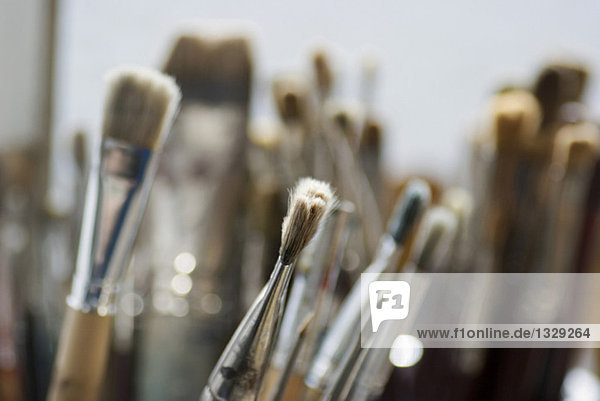 Various paint brushes  close-up