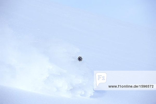 Off-piste skiing in powder snow.