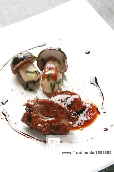Close-up of mushrooms on plate