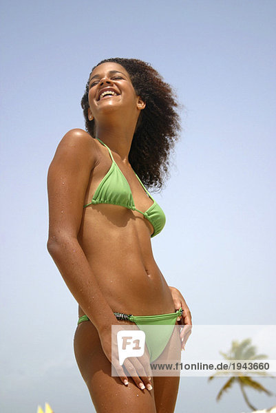 Woman smiling in bikini