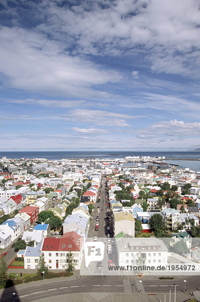 Island  Reykjavik  erhöhte Ansicht