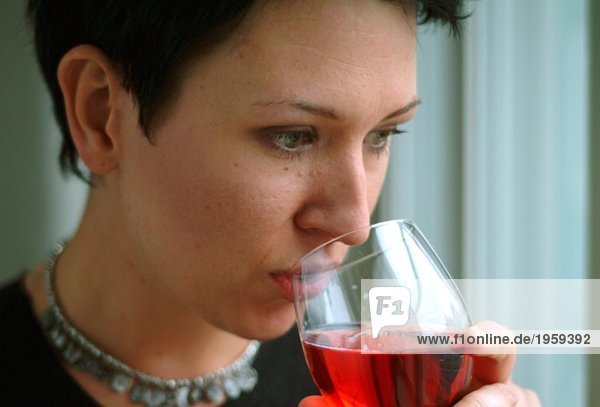 Woman drinks rosé