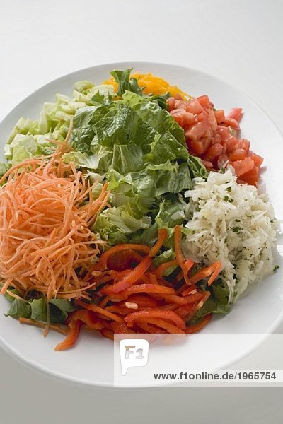 Salatteller mit Blattsalat und verschiedenem Gemüse