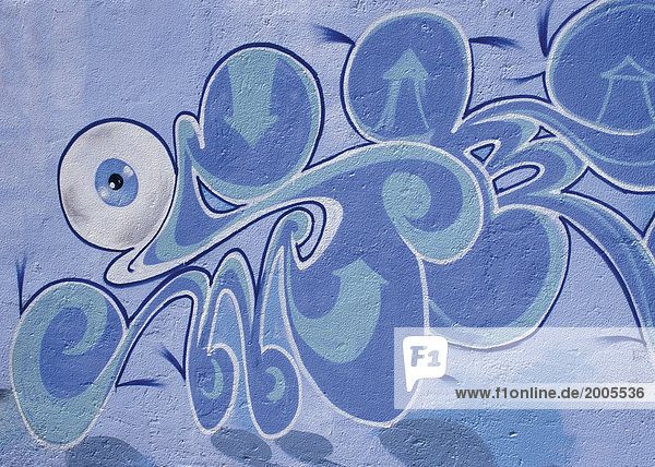 Graffiti  Detail in blauen Farben