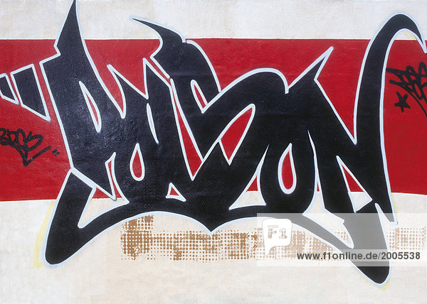 Graffiti  Detail in schwarz-rot-weiß