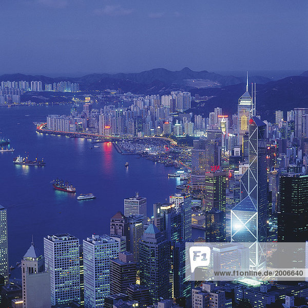 Hongkong  Skyline abends