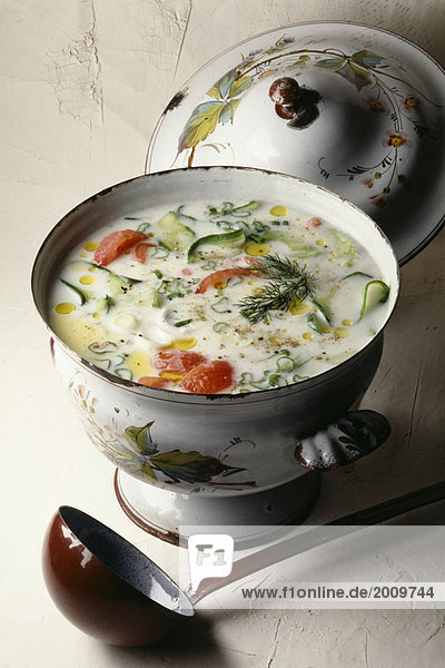 Tomaten und Cucmber Joghurt Suppe