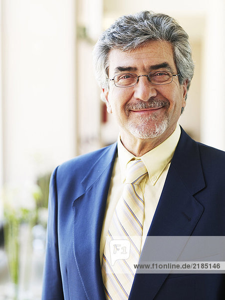 Senior businessman wearing spectacles  smiling  portrait