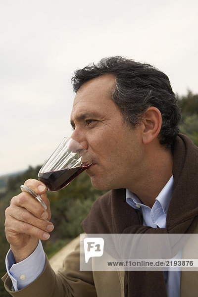 Man drinking wine