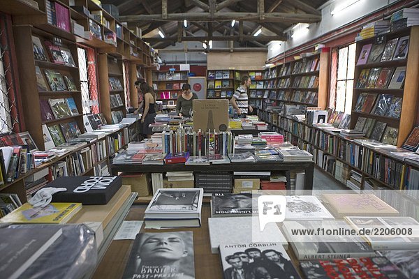 Four people inside bookshop  Beijing  China