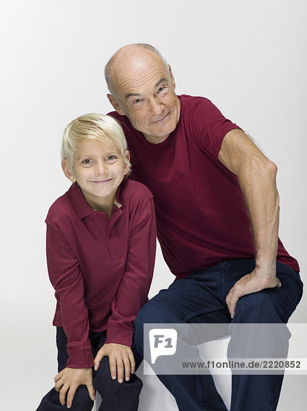 Grandfather and grandson  (8-9) portrait