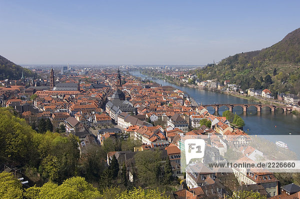 Luftbild von Gemeinde  Fluss Neckar-Kreis  Baden-Württemberg  Deutschland