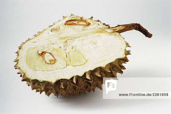 Halbierte Durianfrucht  Nahaufnahme