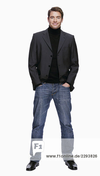 Young man in jeans and jacket  portrait