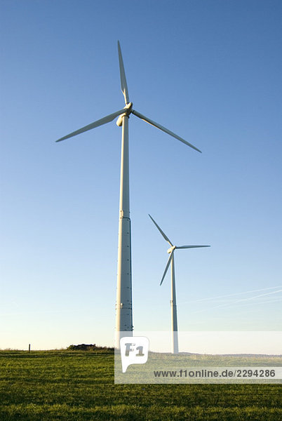 Germany  Rhoen  Wind wheels in field