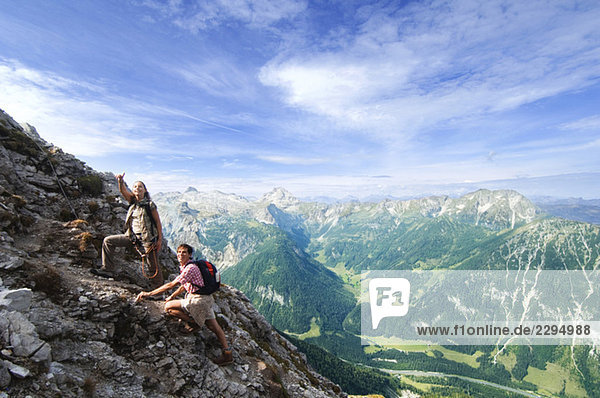 Austria  Salzburger Land  couple mountain climbing