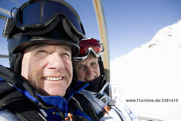 Couple on chair lift