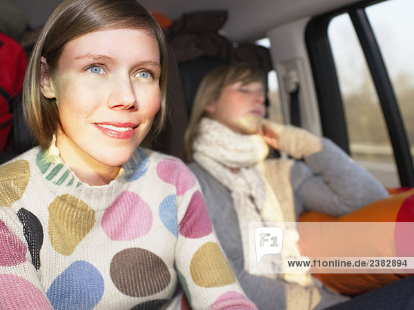 Young women in car