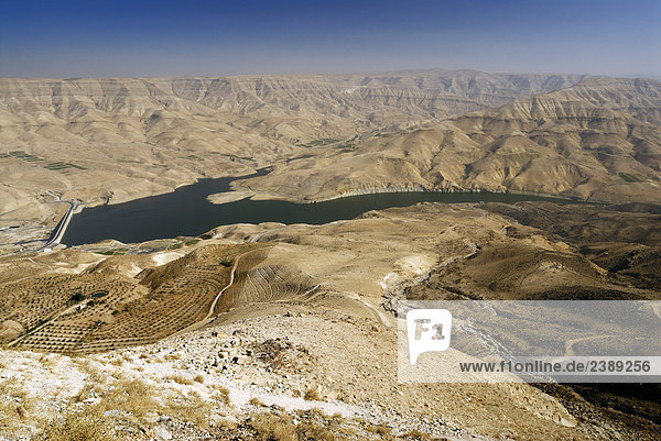 Erhöhte Ansicht des Sees  Wadi Mujib  Jordanien