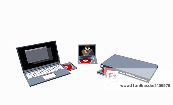 Ein Laptop und DVD-Player