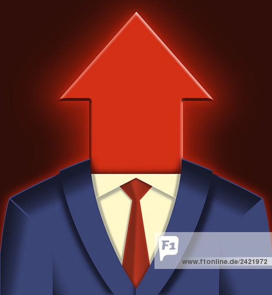 Businessmen with arrow-shaped head