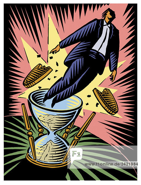 Businessman bursting his bonds